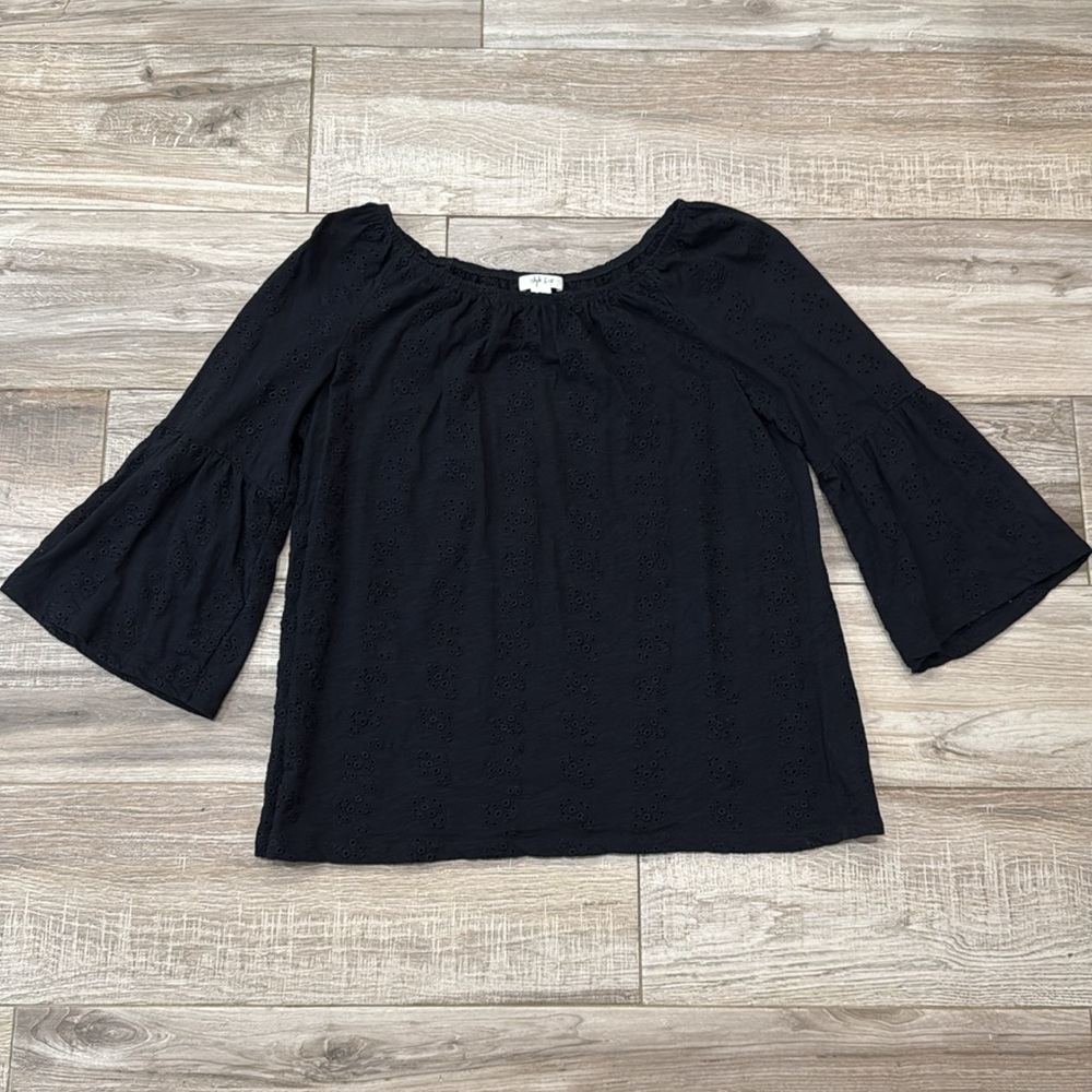 Off the Shoulder- Bell Sleeve - Eyelet Top